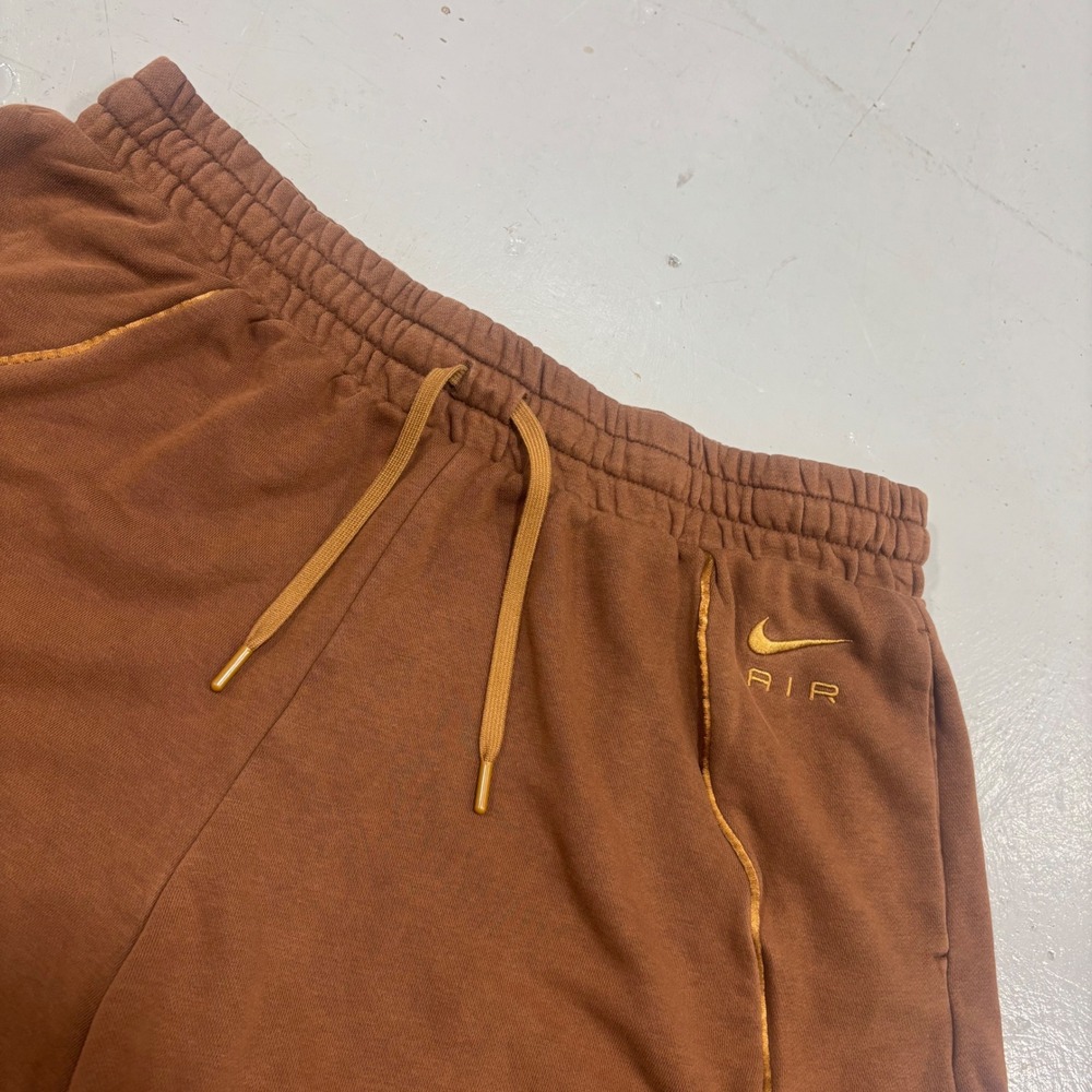 Nike Air Womens High Waisted Fleece Shorts Mahogany Brown Gold XL